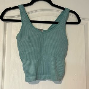 teal revival ribbed crop top